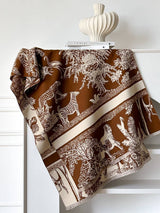 Brown Forest & Fauna Print Scarf & Wrap