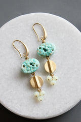 Vintage Turquoise Glass Cluster Earrings