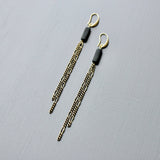 Brass and Black Shoulder Duster Earrings