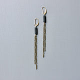 Brass and Black Shoulder Duster Earrings