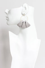 Gray Lotus Hoop Earrings