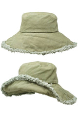 Sage Keanu Heavy Cotton Twill Raw Edge Bucket Hat