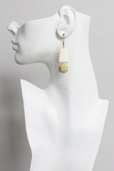 Yellow and White Turquoise Geometric Earrings