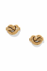 Interlock Single Knot Gold Post Earrings