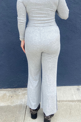 Grey Ribbed Pull on Pants