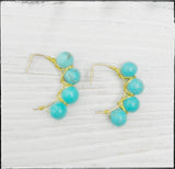 Small Hoop Gemstone Bead Dangle Earrings Huggie Turquoise
