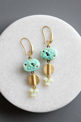Vintage Turquoise Glass Cluster Earrings