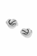 Interlock Single Knit Silver Post Earrings