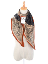 Navy Blue Boho Floral Printed Scarf