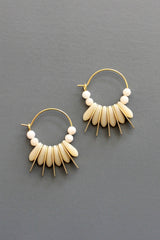 Mini matte cream colored hoop earrings