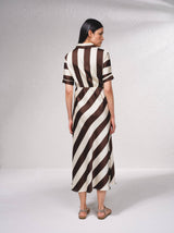 Brown Contrasting striped dress
