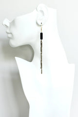 Brass and Black Shoulder Duster Earrings