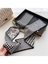 Grey Patchwork Contrast Skinny Scarf
