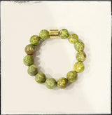 Gemstone Stone Beaded Stretch Bracelet Green Turquoise: 6.5”
