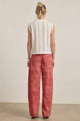 Red Washed Bandana Print Wide Leg Pants