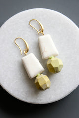Yellow and White Turquoise Geometric Earrings