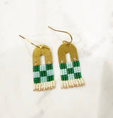 Glass Seed Bead Delica Earring Miyuki Fringe Checkerboard
