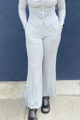 Grey Ribbed Pull on Pants