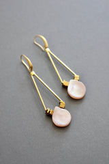 Mother-of-pearl and gold hematite earrings