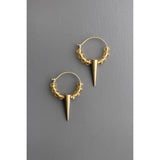 Citrine Glass and Brass Small Hoop Earrings