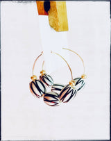 Black & White Glass Hoop Bead Dangle Earring Watermelon Bead