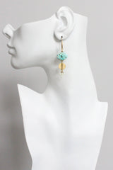 Vintage Turquoise Glass Cluster Earrings