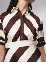 Brown Contrasting striped dress