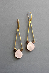 Mother-of-pearl and gold hematite earrings