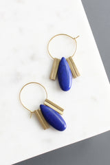 Cobalt Artdeco Hoop Earrings