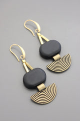 Black Agate and Brass Earrings