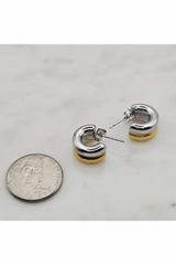 Two Tone Mini Huggie Earrings