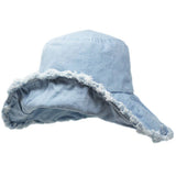 Blue Keanu Heavy Cotton Twill Raw Edge Bucket Hat