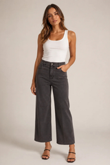 Annabelle Wide Leg Smokey Grey Denim Pants