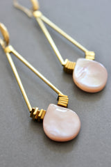 Mother-of-pearl and gold hematite earrings