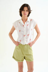 Off White Ecru Lobster Print Top