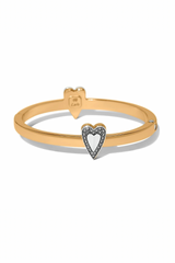 Gold Love Messages Heart Bold Hinged Bangle