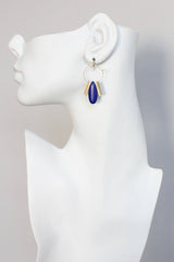 Cobalt Artdeco Hoop Earrings