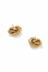 Interlock Single Knot Gold Post Earrings