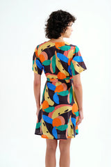 Conversational Multi Color Short Dress