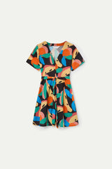 Conversational Multi Color Short Dress