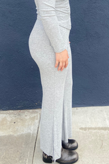 Grey Ribbed Pull on Pants