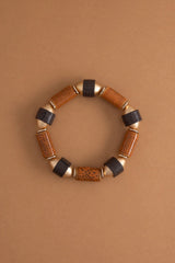 BROWN BLACK BEADED STRETCHY BRACELET