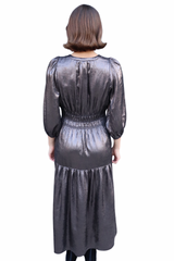 Espresso Metallic 3/4 Sleeve Holiday Dress