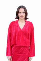 Red Winter Side Tie Top