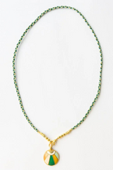 Maria Green Braided Necklace with Multi Enamel Pendant