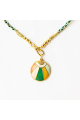 Maria Green Braided Necklace with Multi Enamel Pendant