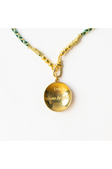 Maria Green Braided Necklace with Multi Enamel Pendant