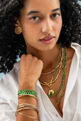 Maria Green Braided Necklace with Multi Enamel Pendant