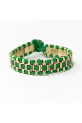 Josie Green & Gold Enamel Bracelet with Loop Latch