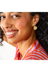 Annie Gold Upside Down Flower Brass Post Earrings